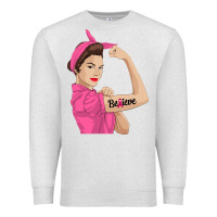 Oatmeal Heather believe cancer awareness women gift Premium Sweatshirt - linhVisuals