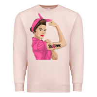 Pale Pink believe cancer awareness women gift Premium Sweatshirt - linhVisuals
