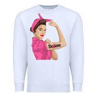 White believe cancer awareness women gift Premium Sweatshirt - linhVisuals
