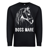 Black womens boss mare horseback riding equestrians men horse women gift v n Premium Sweatshirt - linhVisuals