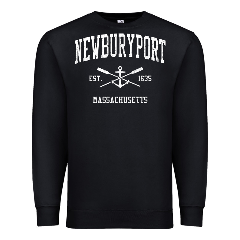 Newburyport Ma Vintage Crossed Oars & Boat Anchor Sports T Shirt Premium Sweatshirt by linhVisuals | Teevron