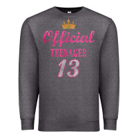 Charcoal Heather official 13 teenager cute 13th birthday ideas for girls t shirt Premium Sweatshirt - linhVisuals
