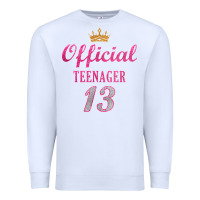 White official 13 teenager cute 13th birthday ideas for girls t shirt Premium Sweatshirt - linhVisuals