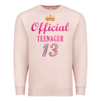 Pale Pink official 13 teenager cute 13th birthday ideas for girls t shirt Premium Sweatshirt - linhVisuals