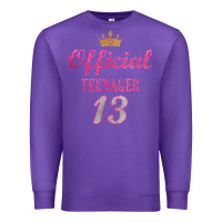 Purple official 13 teenager cute 13th birthday ideas for girls t shirt Premium Sweatshirt - linhVisuals
