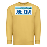 Antique Gold ubetcha (you betcha) minnesota license plate t shirt Premium Sweatshirt - linhVisuals