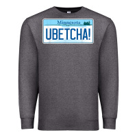 Charcoal Heather ubetcha (you betcha) minnesota license plate t shirt Premium Sweatshirt - linhVisuals