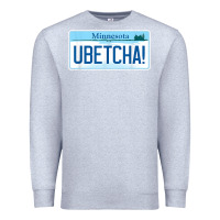 Heather Grey ubetcha (you betcha) minnesota license plate t shirt Premium Sweatshirt - linhVisuals