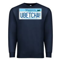 Navy ubetcha (you betcha) minnesota license plate t shirt Premium Sweatshirt - linhVisuals