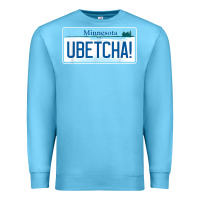 Ocean Blue ubetcha (you betcha) minnesota license plate t shirt Premium Sweatshirt - linhVisuals