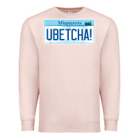Pale Pink ubetcha (you betcha) minnesota license plate t shirt Premium Sweatshirt - linhVisuals