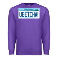 Purple ubetcha (you betcha) minnesota license plate t shirt Premium Sweatshirt - linhVisuals