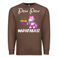 Chestnut womens pew madafakas funny fantasy unicorn with rainbow gun   white v Premium Sweatshirt - linhVisuals