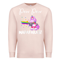 Pale Pink womens pew madafakas funny fantasy unicorn with rainbow gun   white v Premium Sweatshirt - linhVisuals