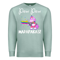 Seafoam womens pew madafakas funny fantasy unicorn with rainbow gun   white v Premium Sweatshirt - linhVisuals