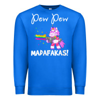 True Royal womens pew madafakas funny fantasy unicorn with rainbow gun   white v Premium Sweatshirt - linhVisuals
