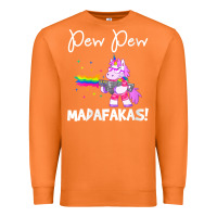 Carrot womens pew madafakas funny fantasy unicorn with rainbow gun   white v Premium Sweatshirt - linhVisuals
