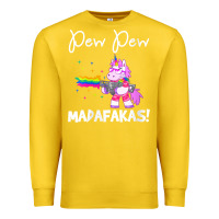 Lemon womens pew madafakas funny fantasy unicorn with rainbow gun   white v Premium Sweatshirt - linhVisuals