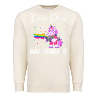 Sandshell womens pew madafakas funny fantasy unicorn with rainbow gun   white v Premium Sweatshirt - linhVisuals