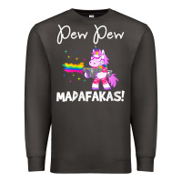 Smoke womens pew madafakas funny fantasy unicorn with rainbow gun   white v Premium Sweatshirt - linhVisuals