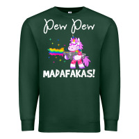 Sports Green womens pew madafakas funny fantasy unicorn with rainbow gun   white v Premium Sweatshirt - linhVisuals