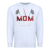 White race car mom pit crew racing family birthday party t shirt Premium Sweatshirt - linhVisuals