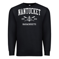 Black nantucket ma vintage crossed oars & boat anchor sports pullover hoodie Premium Sweatshirt - linhVisuals