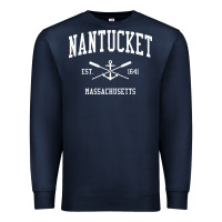 Navy nantucket ma vintage crossed oars & boat anchor sports pullover hoodie Premium Sweatshirt - linhVisuals