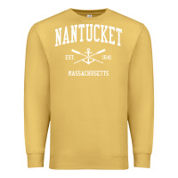 Antique Gold nantucket ma vintage crossed oars & boat anchor sports pullover hoodie Premium Sweatshirt - linhVisuals
