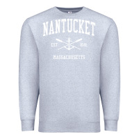 Heather Grey nantucket ma vintage crossed oars & boat anchor sports pullover hoodie Premium Sweatshirt - linhVisuals