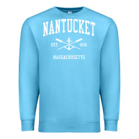 Ocean Blue nantucket ma vintage crossed oars & boat anchor sports pullover hoodie Premium Sweatshirt - linhVisuals