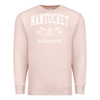 Pale Pink nantucket ma vintage crossed oars & boat anchor sports pullover hoodie Premium Sweatshirt - linhVisuals
