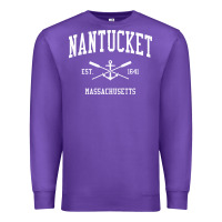 Purple nantucket ma vintage crossed oars & boat anchor sports pullover hoodie Premium Sweatshirt - linhVisuals
