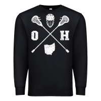 Black ohio lacrosse sticks & helmet state outline lax player t shirt Premium Sweatshirt - linhVisuals