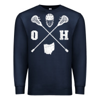 Ohio Lacrosse Sticks & Helmet State Outline Lax Player T Shirt Premium Sweatshirt | Teevron