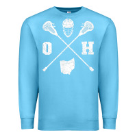 Ocean Blue ohio lacrosse sticks & helmet state outline lax player t shirt Premium Sweatshirt - linhVisuals