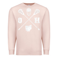 Pale Pink ohio lacrosse sticks & helmet state outline lax player t shirt Premium Sweatshirt - linhVisuals