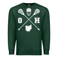 Sports Green ohio lacrosse sticks & helmet state outline lax player t shirt Premium Sweatshirt - linhVisuals