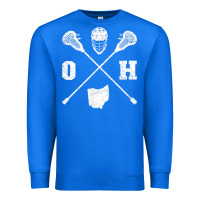 True Royal ohio lacrosse sticks & helmet state outline lax player t shirt Premium Sweatshirt - linhVisuals