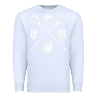 White ohio lacrosse sticks & helmet state outline lax player t shirt Premium Sweatshirt - linhVisuals
