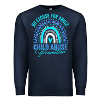 Navy no excuse child abuse prevention awareness leopard rainbow t shirt Premium Sweatshirt - linhVisuals
