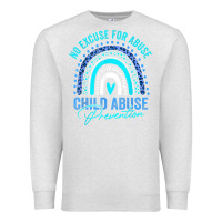 Oatmeal Heather no excuse child abuse prevention awareness leopard rainbow t shirt Premium Sweatshirt - linhVisuals