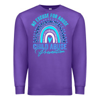 Purple no excuse child abuse prevention awareness leopard rainbow t shirt Premium Sweatshirt - linhVisuals