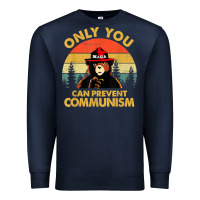 Navy vintage only you can prevent communism funny bear camping t shirt Premium Sweatshirt - linhVisuals