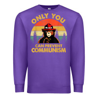 Purple vintage only you can prevent communism funny bear camping t shirt Premium Sweatshirt - linhVisuals