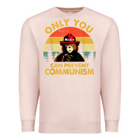 Pale Pink vintage only you can prevent communism funny bear camping t shirt Premium Sweatshirt - linhVisuals
