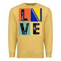 Antique Gold vintage retro i love bosnia flag for bosnian pride gift t shirt Premium Sweatshirt - linhVisuals