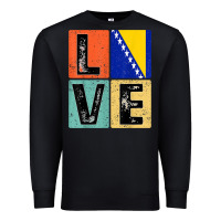 Black vintage retro i love bosnia flag for bosnian pride gift t shirt Premium Sweatshirt - linhVisuals