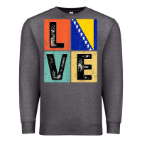 Charcoal Heather vintage retro i love bosnia flag for bosnian pride gift t shirt Premium Sweatshirt - linhVisuals