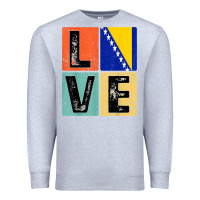 Heather Grey vintage retro i love bosnia flag for bosnian pride gift t shirt Premium Sweatshirt - linhVisuals